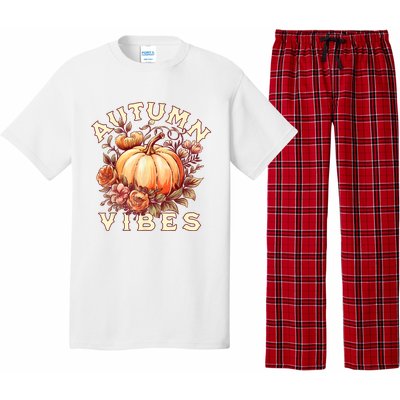 Autumn Vibes Women Pumpkin Fall Graphic Thanksgiving Pajama Set