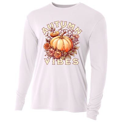 Autumn Vibes Women Pumpkin Fall Graphic Thanksgiving Cooling Performance Long Sleeve Crew