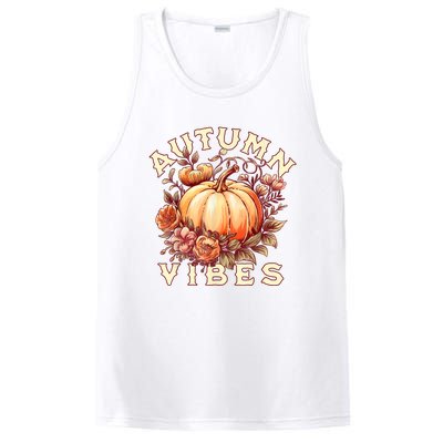 Autumn Vibes Women Pumpkin Fall Graphic Thanksgiving PosiCharge Competitor Tank