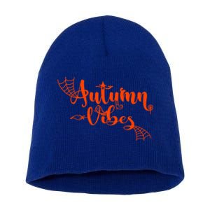 Autumn Vibes With Spooky Design Graphics Cute Gift Short Acrylic Beanie