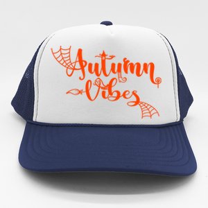 Autumn Vibes With Spooky Design Graphics Cute Gift Trucker Hat