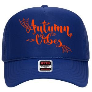 Autumn Vibes With Spooky Design Graphics Cute Gift High Crown Mesh Back Trucker Hat