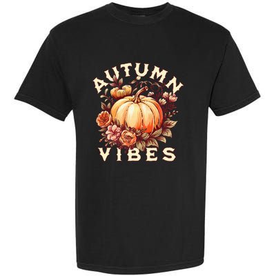 Autumn Vibes Women Pumpkin Fall Graphic Thanksgiving Garment-Dyed Heavyweight T-Shirt