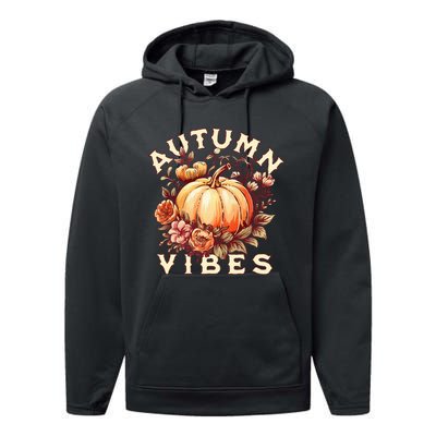 Autumn Vibes Women Pumpkin Fall Graphic Thanksgiving Performance Fleece Hoodie