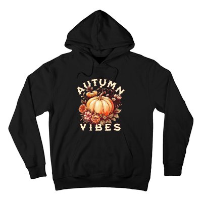 Autumn Vibes Women Pumpkin Fall Graphic Thanksgiving Hoodie