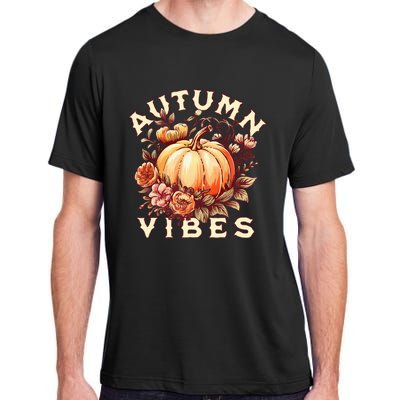 Autumn Vibes Women Pumpkin Fall Graphic Thanksgiving Adult ChromaSoft Performance T-Shirt