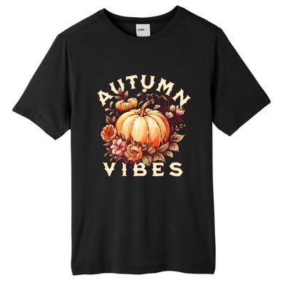 Autumn Vibes Women Pumpkin Fall Graphic Thanksgiving Tall Fusion ChromaSoft Performance T-Shirt