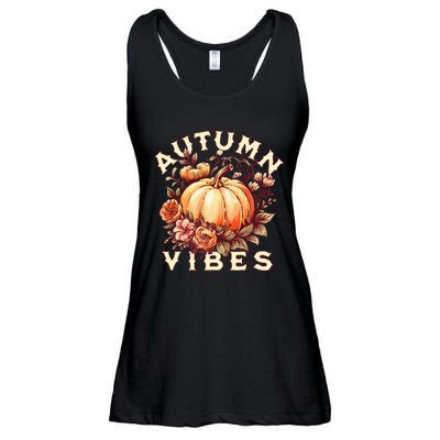 Autumn Vibes Women Pumpkin Fall Graphic Thanksgiving Ladies Essential Flowy Tank