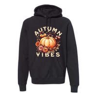 Autumn Vibes Women Pumpkin Fall Graphic Thanksgiving Premium Hoodie