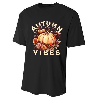 Autumn Vibes Women Pumpkin Fall Graphic Thanksgiving Performance Sprint T-Shirt