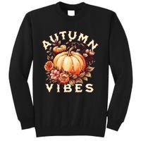 Autumn Vibes Women Pumpkin Fall Graphic Thanksgiving Tall Sweatshirt