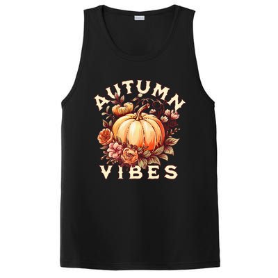 Autumn Vibes Women Pumpkin Fall Graphic Thanksgiving PosiCharge Competitor Tank