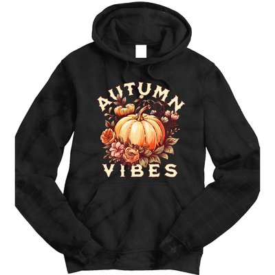 Autumn Vibes Women Pumpkin Fall Graphic Thanksgiving Tie Dye Hoodie