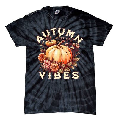 Autumn Vibes Women Pumpkin Fall Graphic Thanksgiving Tie-Dye T-Shirt