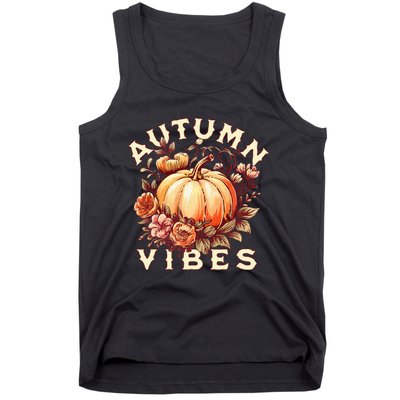 Autumn Vibes Women Pumpkin Fall Graphic Thanksgiving Tank Top