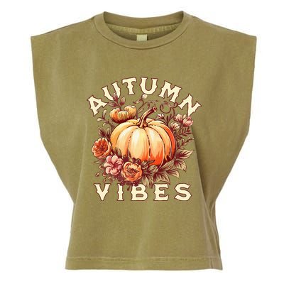 Autumn Vibes Women Pumpkin Fall Graphic Thanksgiving Garment-Dyed Women's Muscle Tee