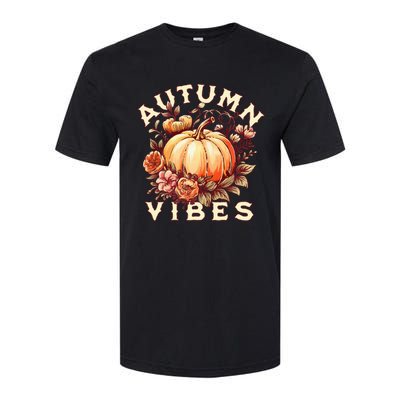 Autumn Vibes Women Pumpkin Fall Graphic Thanksgiving Softstyle® CVC T-Shirt