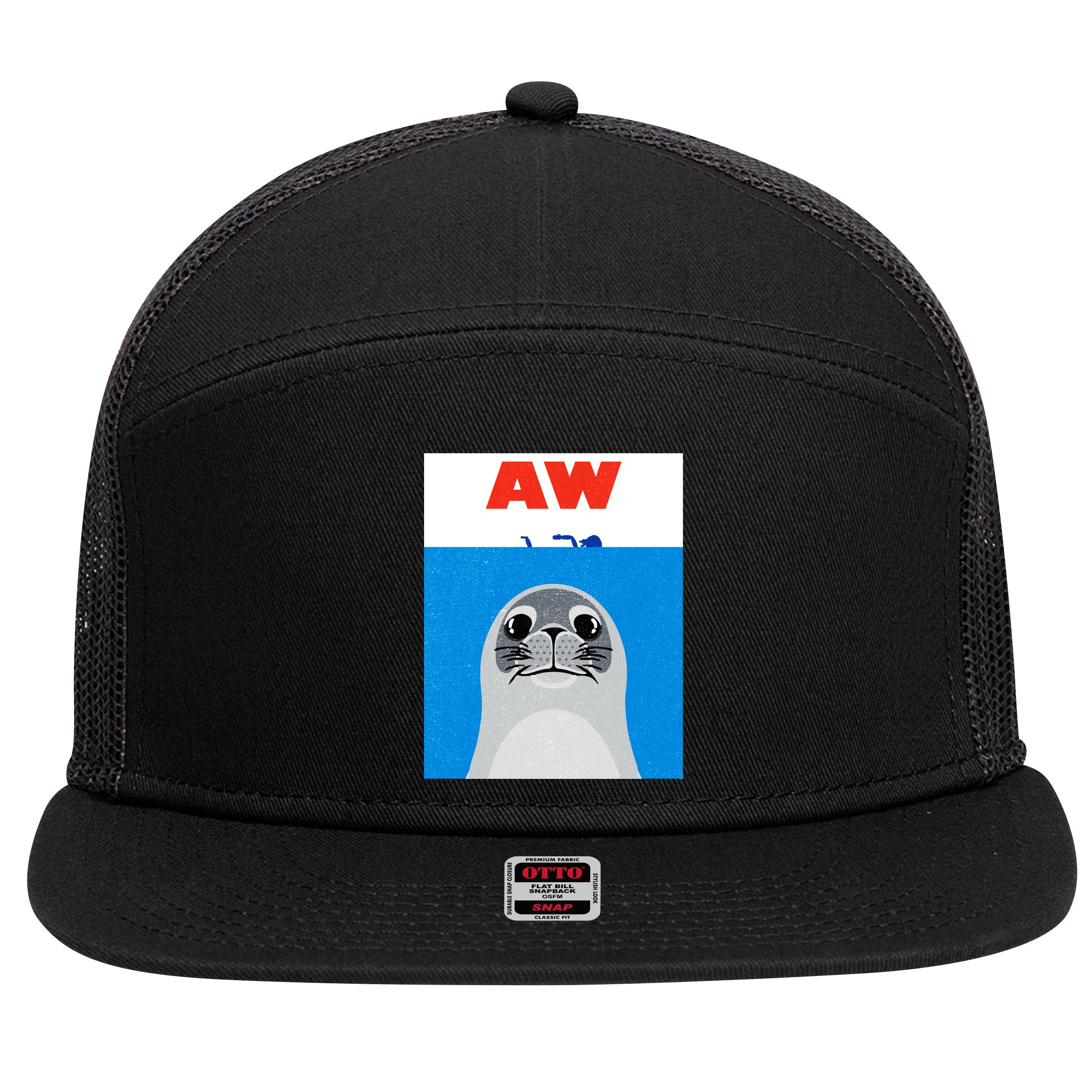 Aw Seal 7 Panel Mesh Trucker Snapback Hat