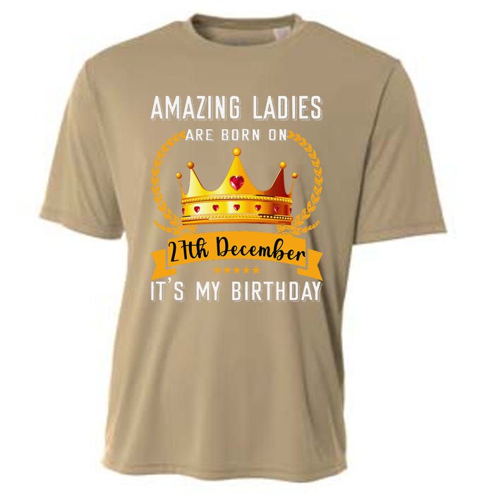 Amazing Women Are Born On 27th December Xmas Birthday Nonnie Cooling Performance Crew T-Shirt