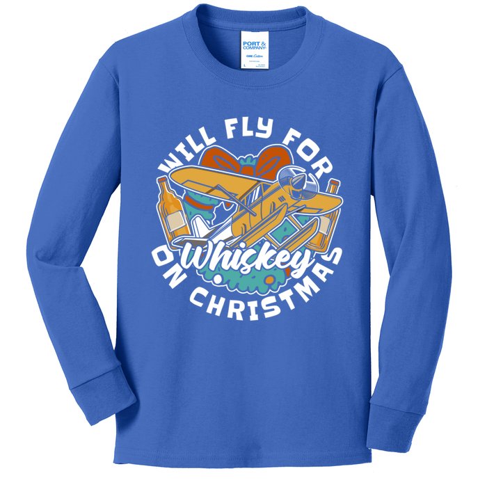 Aviator Whisky Aviation Airplane Aircraft Pilot Christmas Gift Kids Long Sleeve Shirt