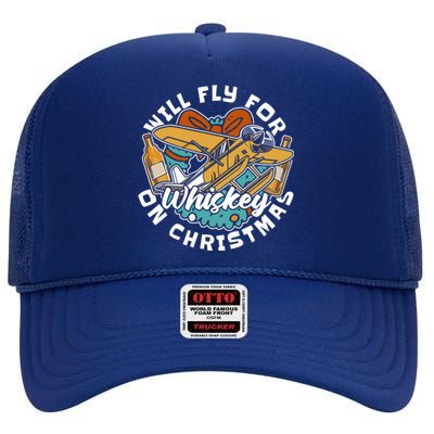 Aviator Whisky Aviation Airplane Aircraft Pilot Christmas Gift High Crown Mesh Back Trucker Hat