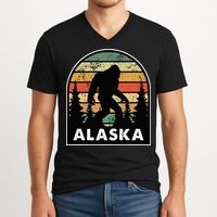 Alaska With A Bigfoot Or A Sasquatch V-Neck T-Shirt