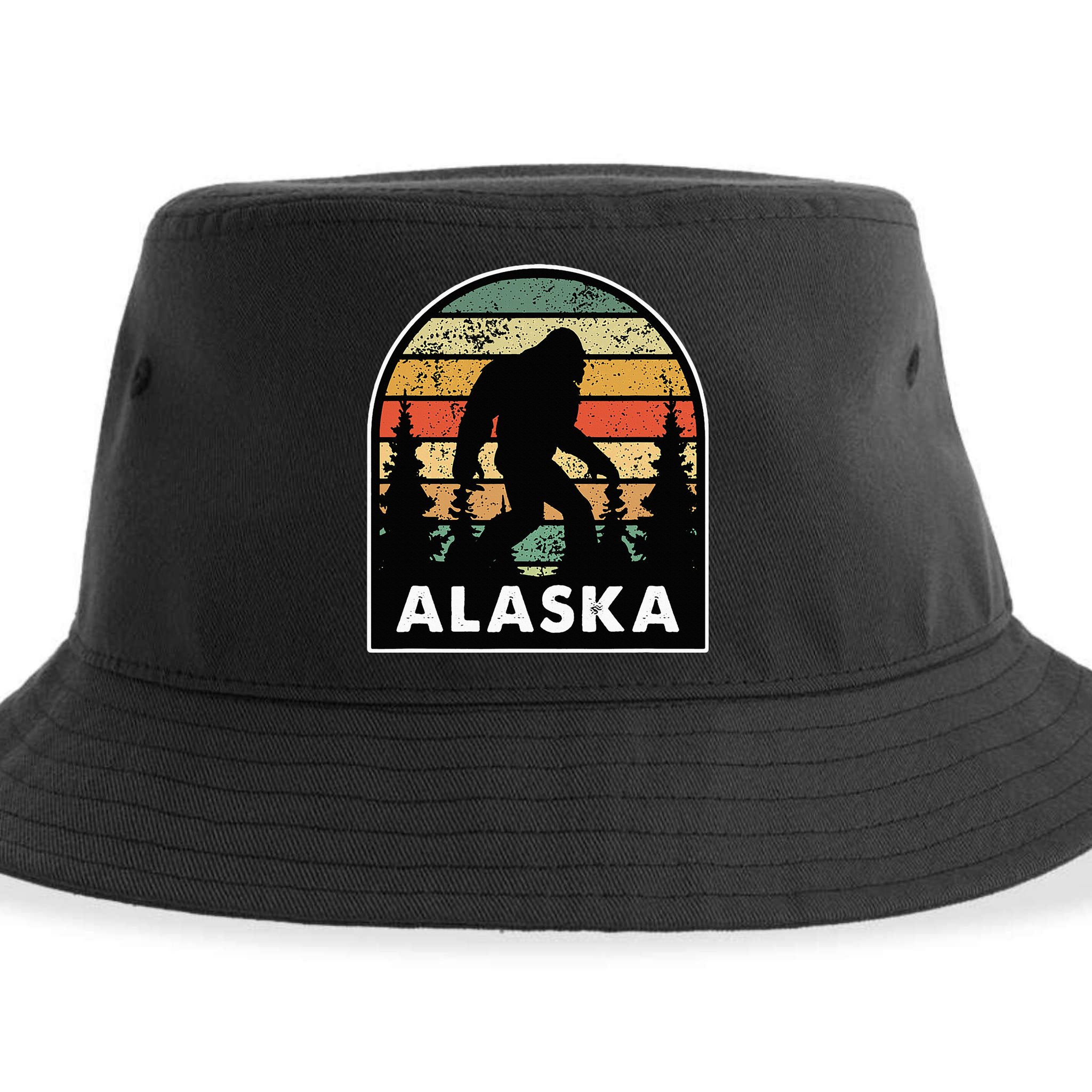 Alaska With A Bigfoot Or A Sasquatch Sustainable Bucket Hat
