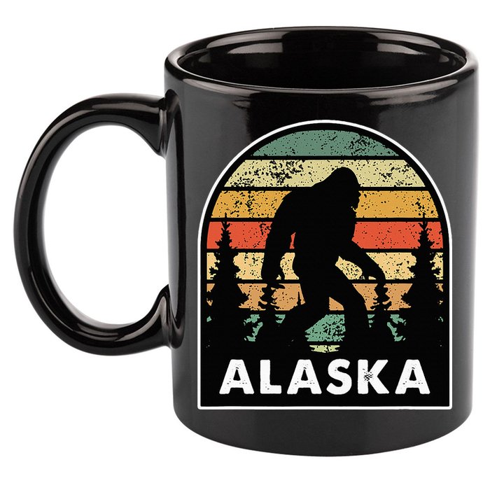 Alaska With A Bigfoot Or A Sasquatch 11oz C Handle Ceramic Mug