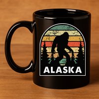 Alaska With A Bigfoot Or A Sasquatch 11oz C Handle Ceramic Mug