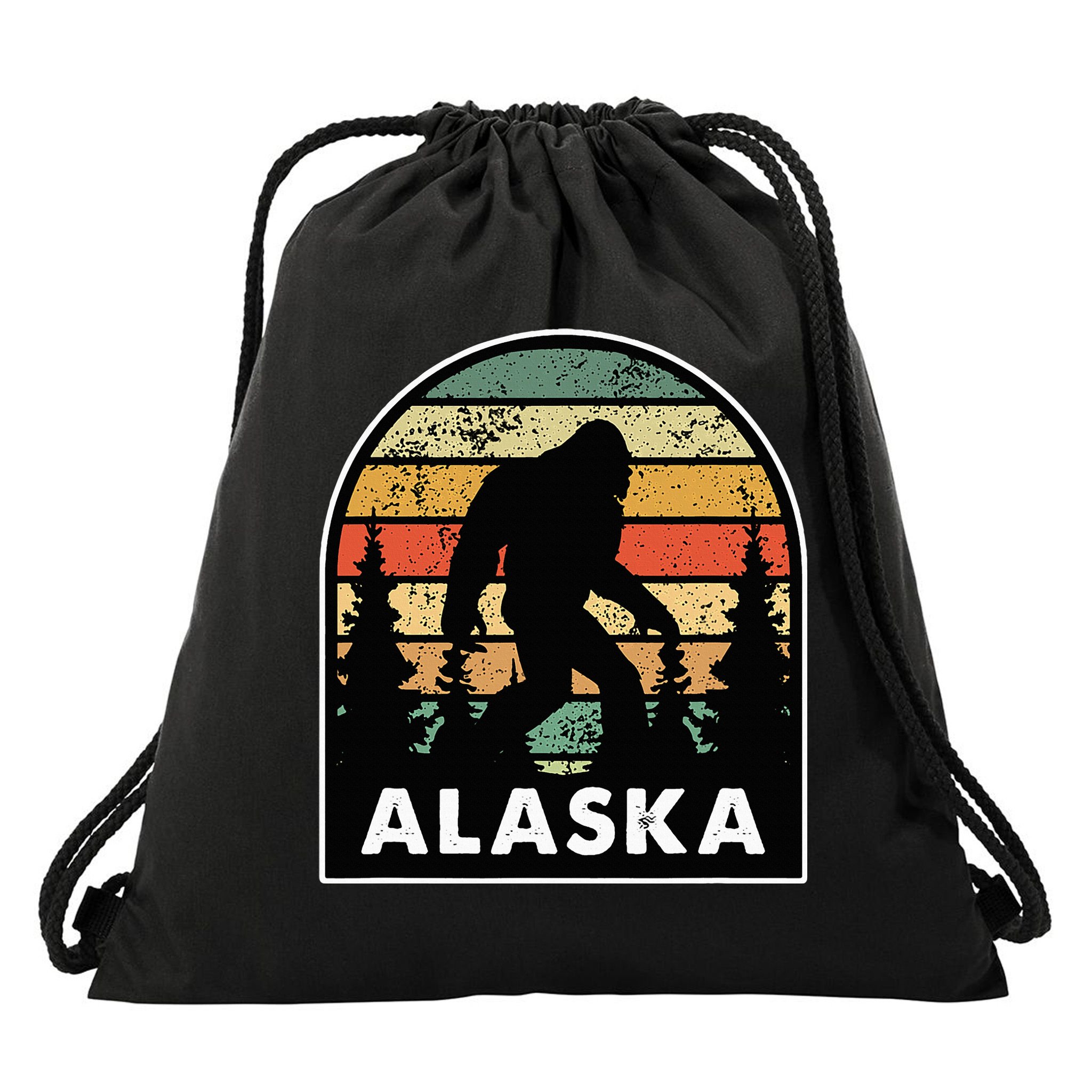 Alaska With A Bigfoot Or A Sasquatch Drawstring Bag