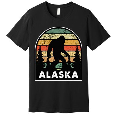 Alaska With A Bigfoot Or A Sasquatch Premium T-Shirt