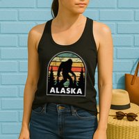 Alaska With A Bigfoot Or A Sasquatch Womens Tank Top