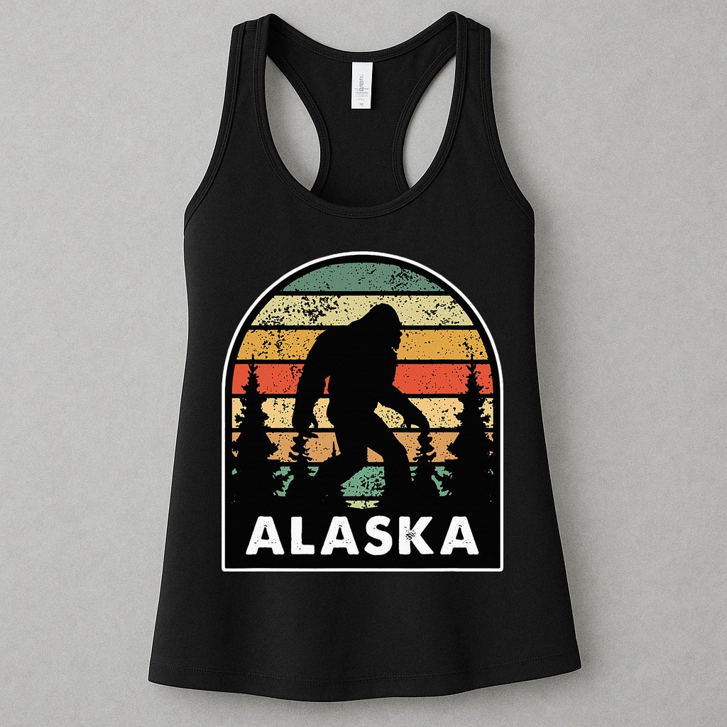 Alaska With A Bigfoot Or A Sasquatch Womens Tank Top