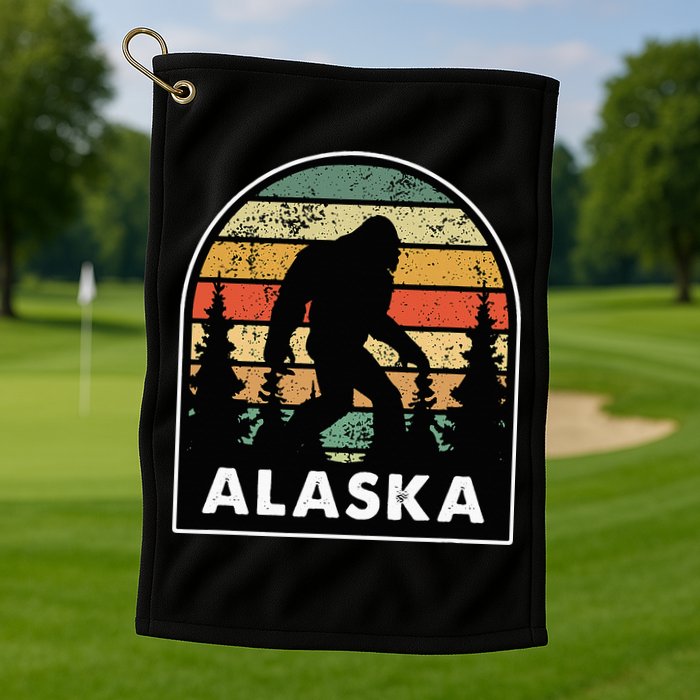 Alaska With A Bigfoot Or A Sasquatch Golf Towel