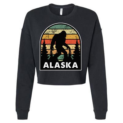 Alaska With A Bigfoot Or A Sasquatch Cropped Pullover Crew