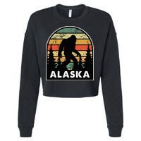 Alaska With A Bigfoot Or A Sasquatch Cropped Pullover Crew