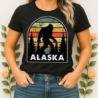 Alaska With A Bigfoot Or A Sasquatch Womens T-Shirt