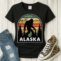Alaska With A Bigfoot Or A Sasquatch Womens T-Shirt