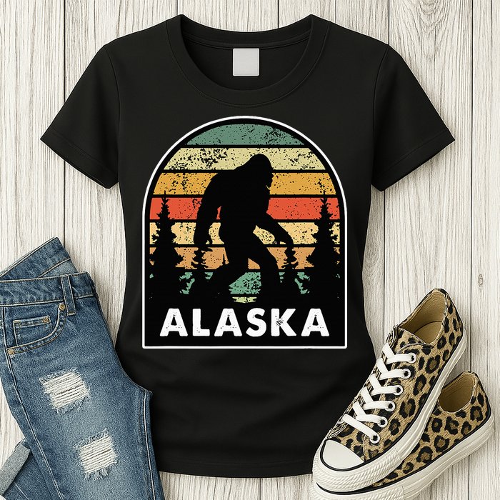 Alaska With A Bigfoot Or A Sasquatch Womens T-Shirt