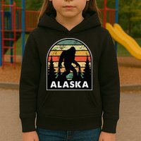 Alaska With A Bigfoot Or A Sasquatch Kids Hoodie