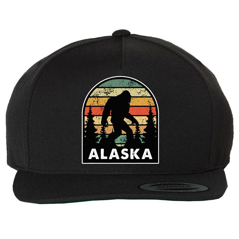 Alaska With A Bigfoot Or A Sasquatch Wool Snapback Cap