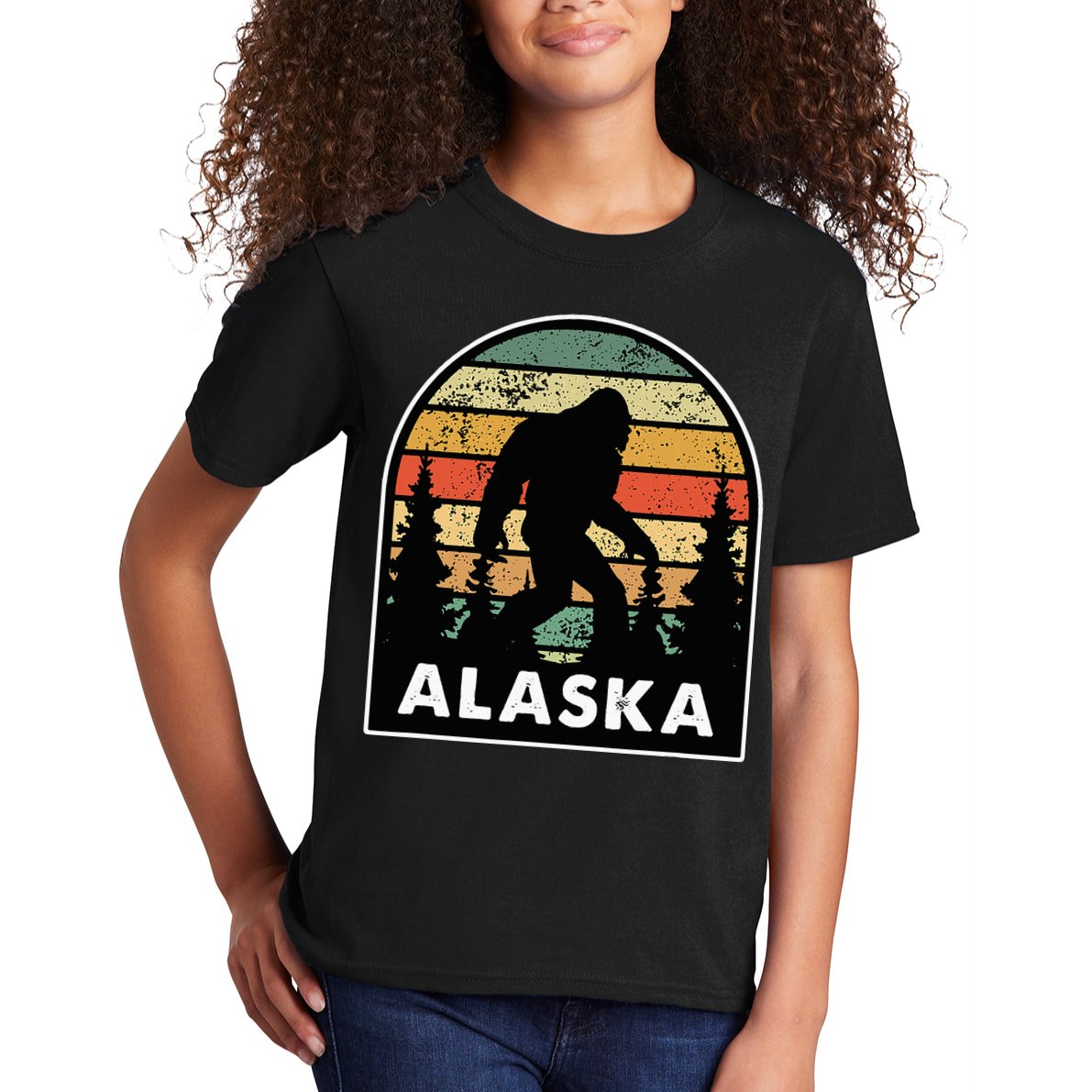 Alaska With A Bigfoot Or A Sasquatch Kids T-Shirt
