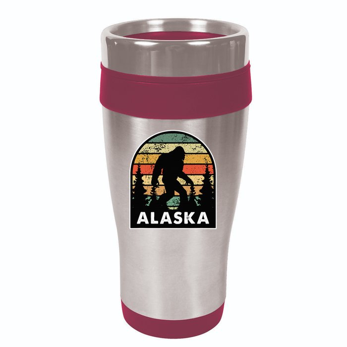 Alaska With A Bigfoot Or A Sasquatch 16oz Travel Tumbler