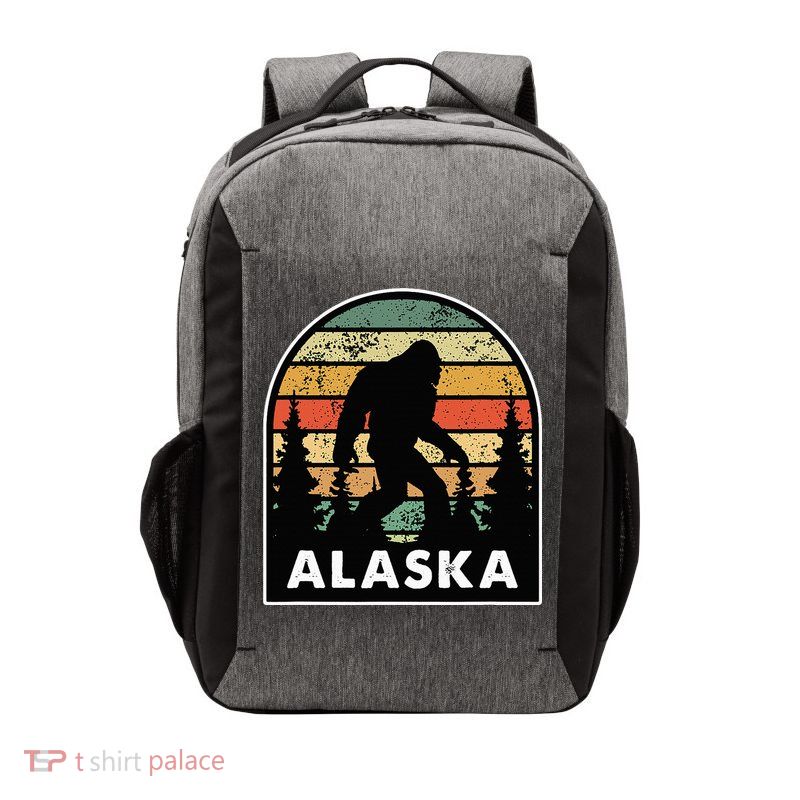 Alaska With A Bigfoot Or A Sasquatch Vector Backpack