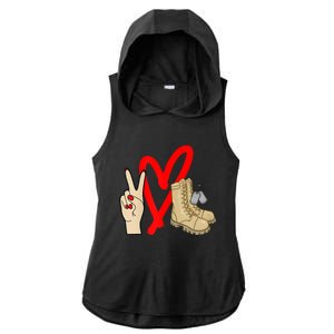 Army Wife Army Girlfriend Love Combat Boots Military Ladies PosiCharge Tri-Blend Wicking Draft Hoodie Tank