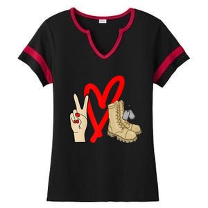 Army Wife Army Girlfriend Love Combat Boots Military Ladies Halftime Notch Neck Tee