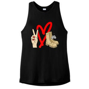 Army Wife Army Girlfriend Love Combat Boots Military Ladies PosiCharge Tri-Blend Wicking Tank