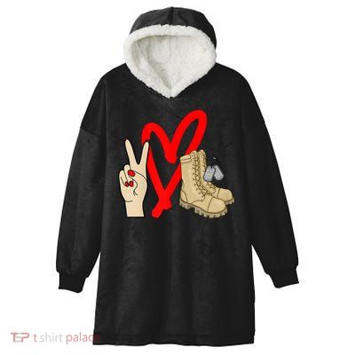 Army Wife Army Girlfriend Love Combat Boots Military Hooded Wearable Blanket
