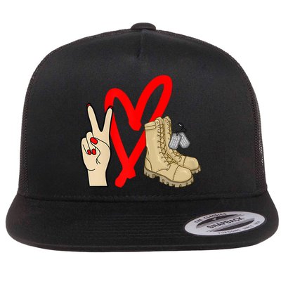 Army Wife Army Girlfriend Love Combat Boots Military Flatbill Hat