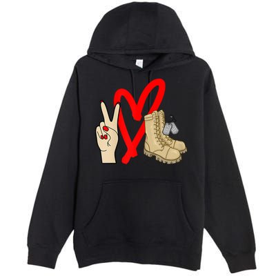 Army Wife Army Girlfriend Love Combat Boots Military Premium Pullover Hoodie